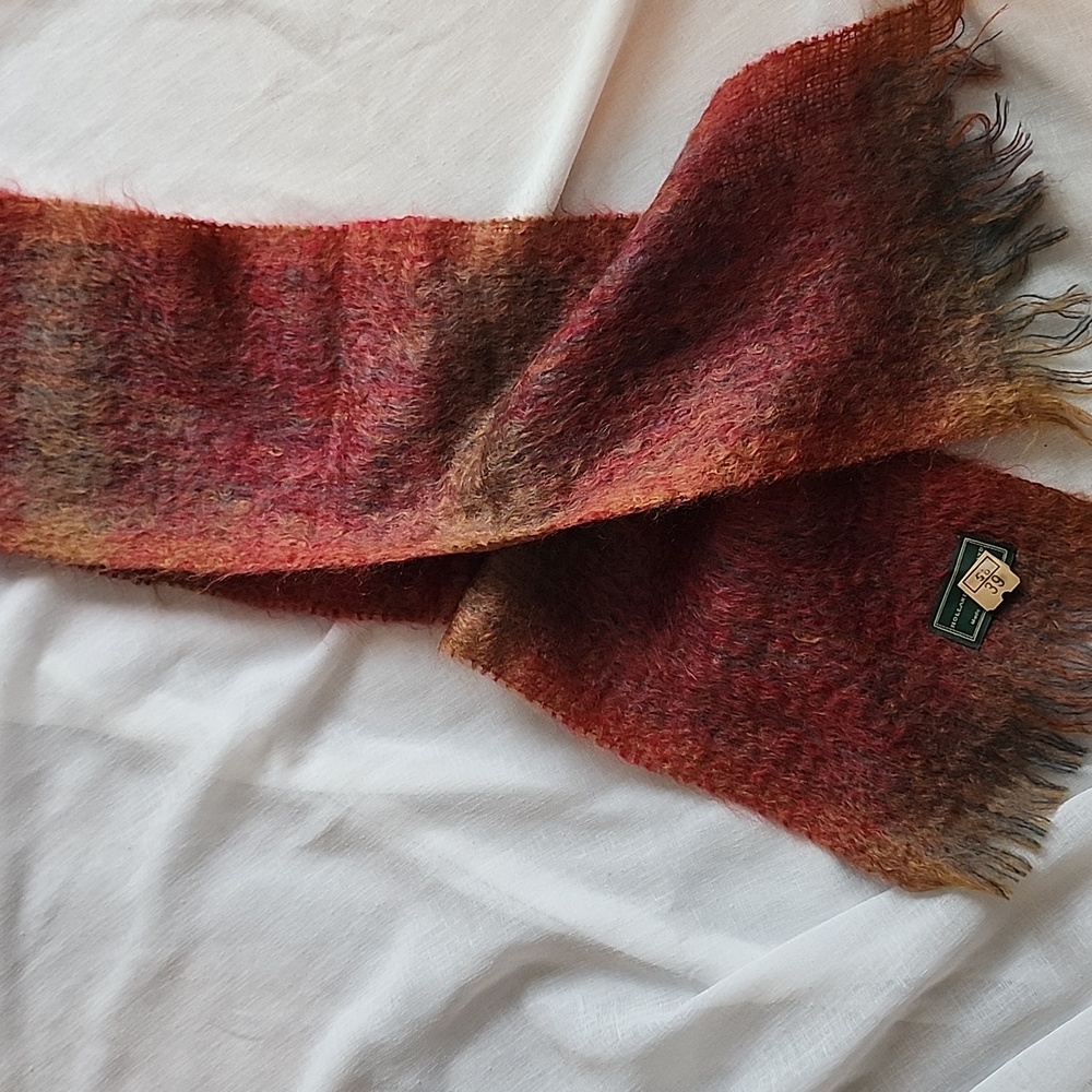 Holland & Holland New Long Pink, Grey, Orange Mohair Wool Scarf, OS $75 - Picture 9 of 11